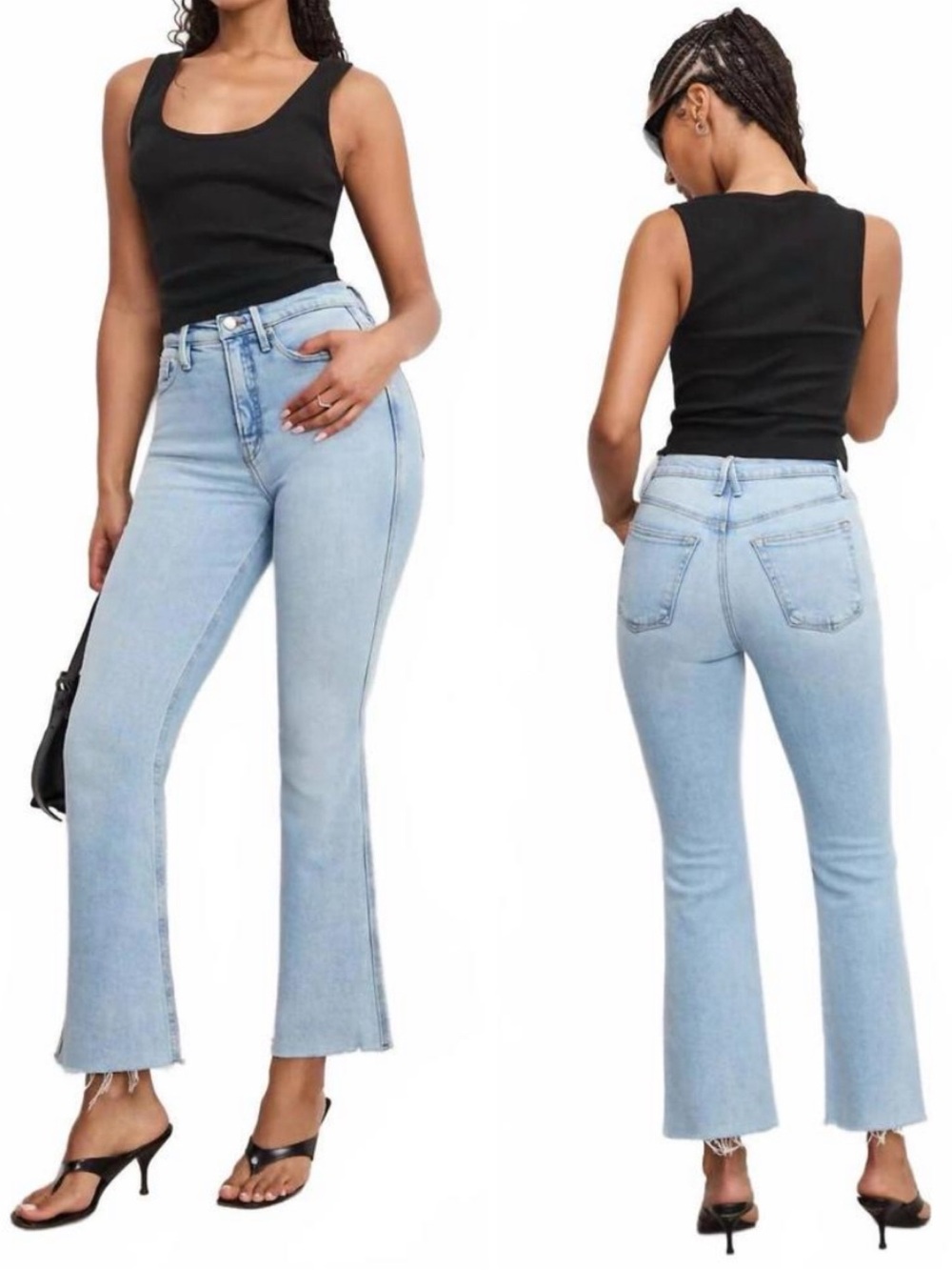 GOOD AMERICAN Good Standard Kick Flare Jeans Light Wash Size 8 | 29
